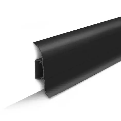 изображение Плинтус Ideal 55 Черный 007 (кабель-канал, мягкие края)