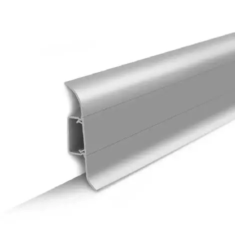 картинка Плинтус Ideal 55 Металлик серебристый 081 (кабель-канал, мягкие края)